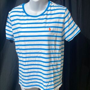 Ralph Lauren Blue White Striped Casual Tee